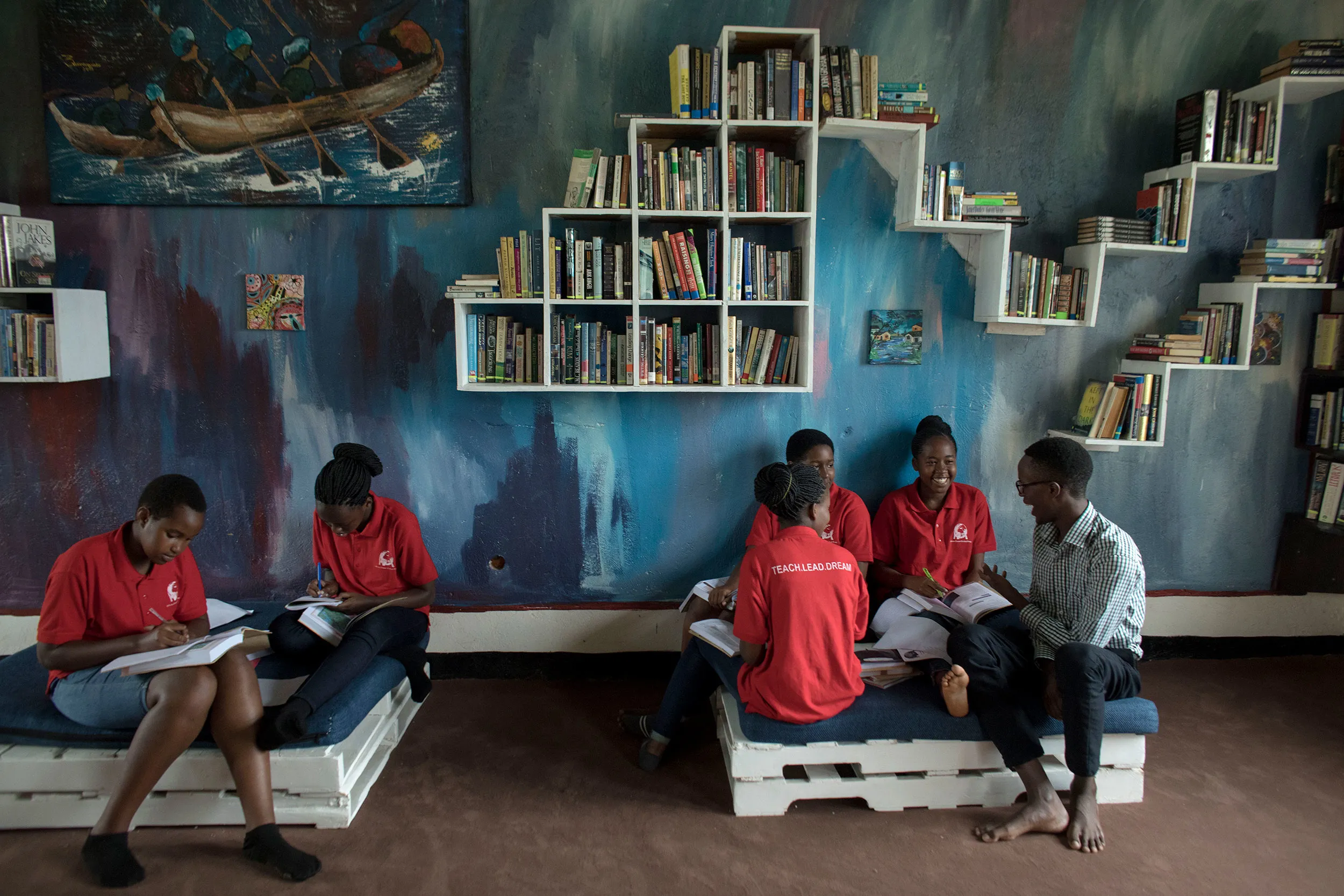 Aaron of Imagine We (far right) with some of the students at White Dove